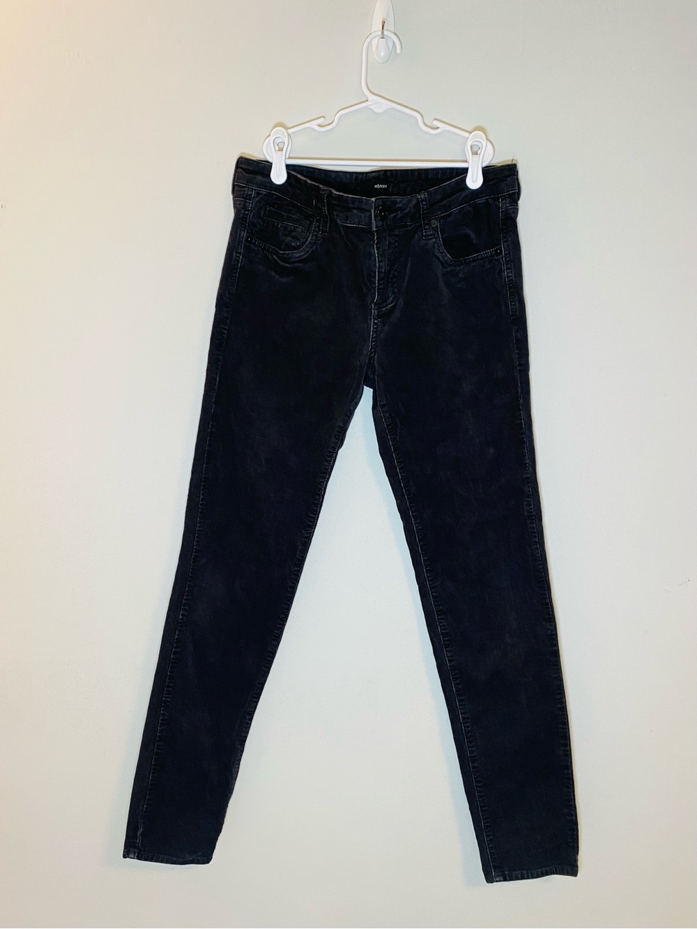 Edyson Women's Corduroy Skinny Pants in Black-Charcoal, Size 28